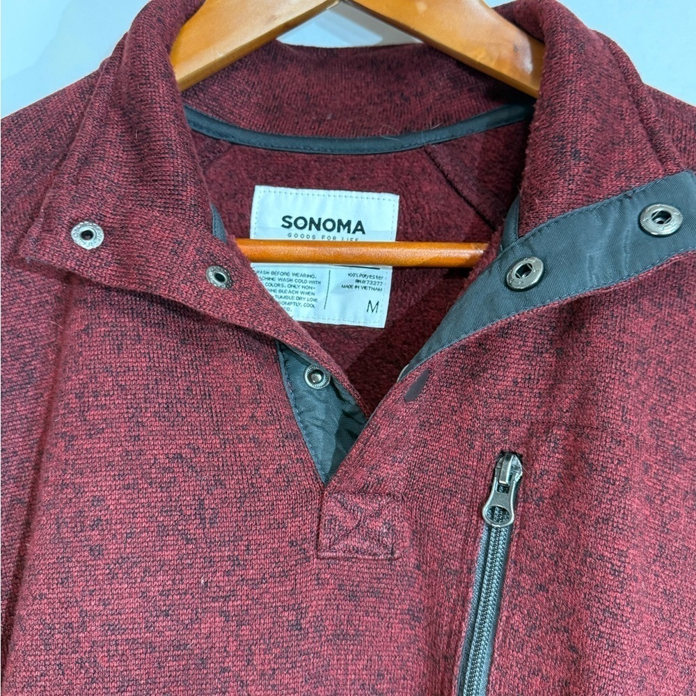 Sonoma Good For Life Snap Collar Long Sleeve Pullover Fleece-Like Size Medium - Picture 9 of 9